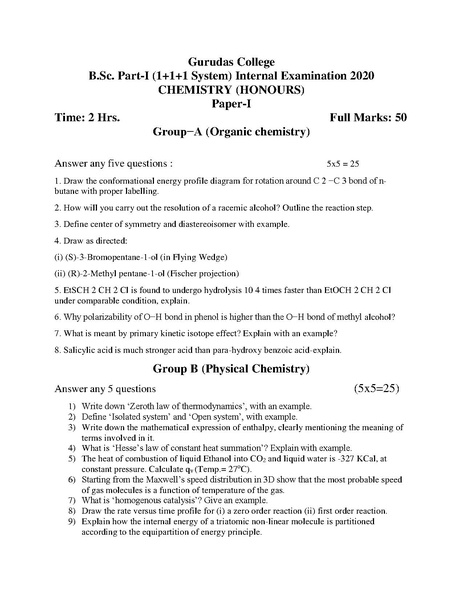 File:GC-2020 B.Sc. (Honours) Chemistry Part-I Paper-I QP.pdf ...