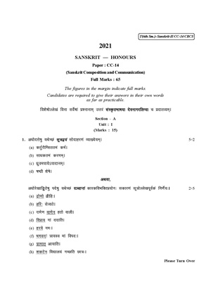 CU-2021 B.A. (Honours) Sanskrit Semester-VI Paper-CC-14 QP.pdf