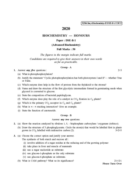 File:CU-2020 B.Sc. (Honours) Biochemistry Semester-V Paper-DSE-B-1 QP.pdf