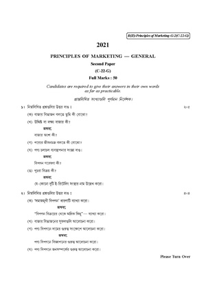 CU-2021 B. Com. (General) Principles of Marketing Part-II Paper-C-22G QP.pdf