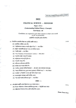 CU-2022 B.A. (Honours) Political Science Semester-1 Paper-CC-1 QP.pdf