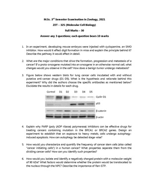 CU-2021 M.Sc. Zoology Semester-III Paper-ZET-325 Molecular Cell Biology QP.pdf