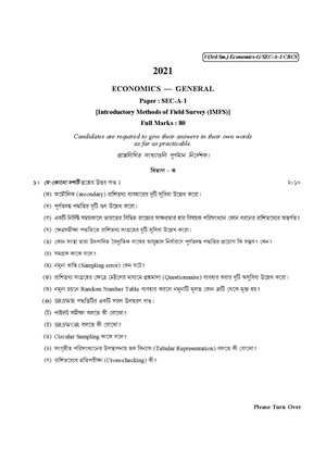CU-2021 B.A. B.Sc. (General) Economics Semester-3 Paper-SEC-A-1 QP.pdf