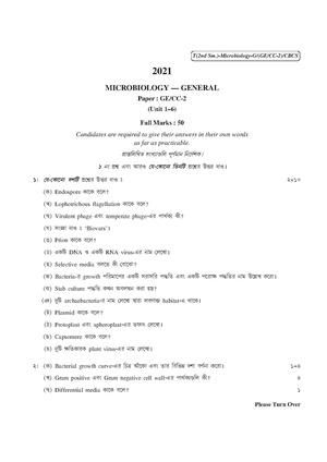 CU-2021 B.Sc. (General) Microbiology Semester-II Paper-CC2-GE2 QP.pdf