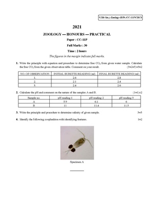CU-2021 B.Sc. (Honours) Zoology Semester-5 Paper-CC-11P QP.pdf
