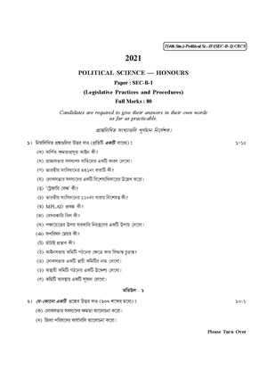 CU-2021 B.A. (Honours) Political Science Semester-IV Paper-SEC-B-1 QP.pdf
