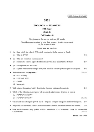 CU-2021 B.Sc. (Honours) Zoology Part-III Paper-V (Unit-I) QP.pdf