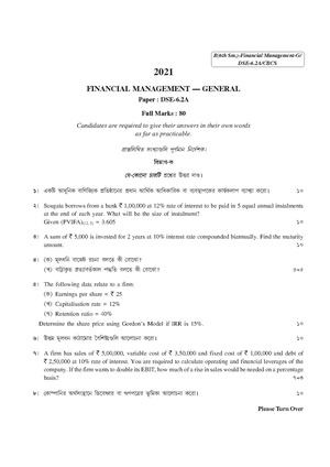 CU-2021 B. Com. (General) Financial Management Semester-VI Paper-DSE-6.2A QP.pdf