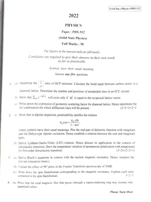 CU-2022 M.Sc. Physics Semester-III Paper-PHY-512 Solid State Physics QP.pdf