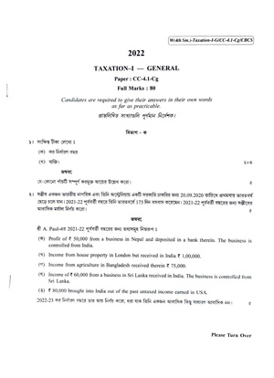 CU-2022 B. Com. (General) Taxation-I Semester-4 Paper-CC-4.1CG QP.pdf