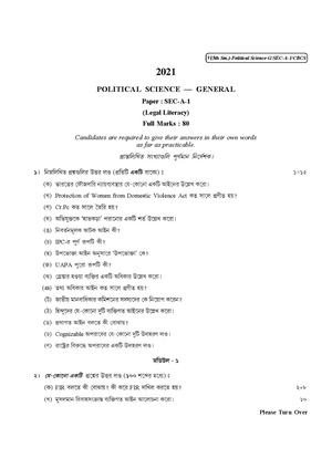 CU-2021 B.A. (General) Political Science Semester-5 Paper-SEC-A-1 QP.pdf
