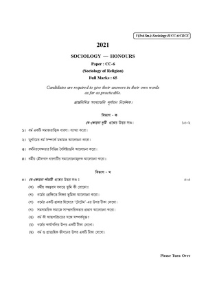 CU-2021 B.A. (Honours) Sociology Semester-3 Paper-CC-6 QP.pdf