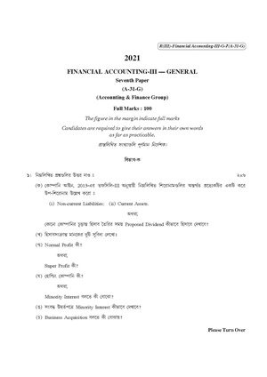 CU-2021 B. Com. (General) Financial Accounting-III Part-III Paper-A31G QP.pdf