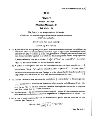 CU-2019 M.Sc. Physics Semester-II Paper-PHY-422 Quantum Mechanics-II QP.pdf