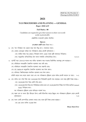 CU-2021 B. Com. (General) Tax Procedures Semester-VI Paper-DSE-6.2T QP.pdf