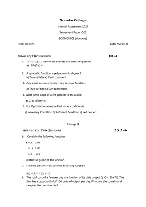 GC-2021 B.Sc. (Honours) Economics Semester-I Paper-CC-2 IA QP.pdf