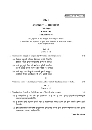CU-2021 B.A. (Honours) Sanskrit Part-III Paper-V (Course-II) QP.pdf