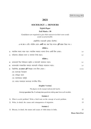 CU-2021 B.A. (Honours) Sociology Part-III Paper-VIII QP.pdf