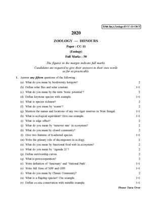 CU-2020 B.Sc. (Honours) Zoology Semester-V Paper-CC-11 QP.pdf