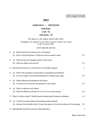 CU-2021 B.Sc. (Honours) Zoology Part-III Paper-VI (Unit-II) QP.pdf
