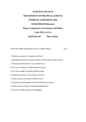 GC-2020 B.A. (Honours) Political Science Semester-III Paper-CC-6 IA QP.pdf
