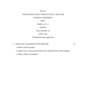 GC-2021 B.A. (Honours) Journalism Semester-I Paper-CC-1 IA QP.pdf