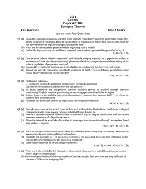 GC-2021 M.Sc. Zoology Semester-I Paper-ZCT-102 Practical Ecological Theories QP.pdf