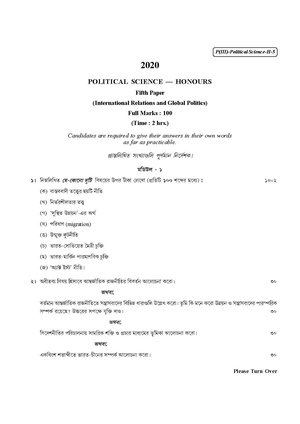 CU-2020 B.A. (Honours) Political Science Part-III Paper-V QP.pdf