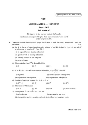CU-2021 B.Sc. (Honours) Mathematics Semester-1 Paper-CC-2 QP.pdf