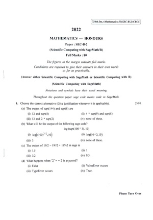 CU-2022 B.Sc. (Honours) Mathematics Semester-4 Paper-SEC-B-2 QP.pdf