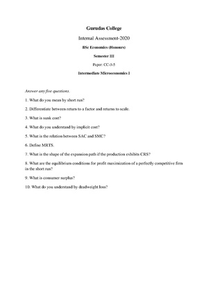 GC-2020 B.A. B.Sc. (Honours) Economics Semester-III Paper-CC-5 IA QP.pdf