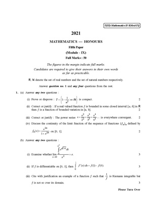 CU-2021 B.Sc. (Honours) Mathematics Part-III Paper-V (Module-IX) QP.pdf