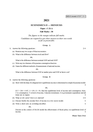 CU-2021 B. Com. (Honours) Economics-II Part-II Paper-C-21A (Before 2014) QP.pdf
