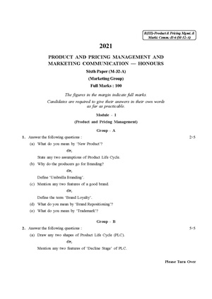 CU-2021 B. Com. (Honours) Product and Pricing Management Part-III Paper-M32A QP.pdf