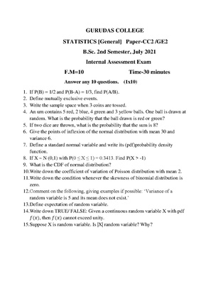 GC-2021 B.Sc. (General) Statistics Semester-II Paper-CC2-GE2 IA QP.pdf