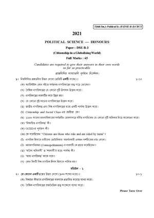 CU-2021 B.A. (Honours) Political Science Semester-VI Paper-DSE-B-3 QP.pdf