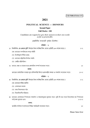 CU-2021 B.A. (Honours) Political Science Part-I Paper-II QP.pdf