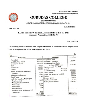 GC-2021 B. Com. (Honours & General) Corporate Accounting Semester-V Paper-DSE-5.2A IA QP.pdf