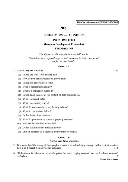 File:CU-2021 B.A. B.Sc. (Honours) Economics Semester-VI Paper-DSE-B(2)-2 QP.pdf