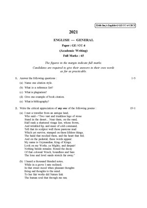 CU-2021 B.A. (General) English Semester-IV Paper-CC4-GE4 QP.pdf