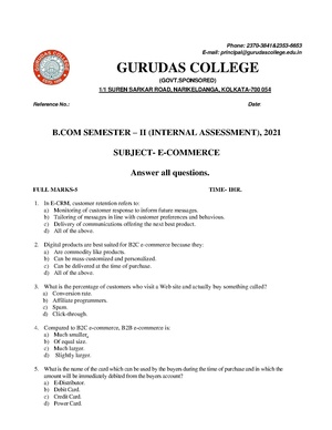 GC-2021 B. Com. (Honours & General) E-Commerce Semester-II Paper-GE-2.1 IA QP.pdf
