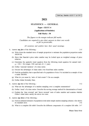 CU-2021 B.Sc. (General) Statistics Semester-IV Paper-CC4-GE4 QP.pdf