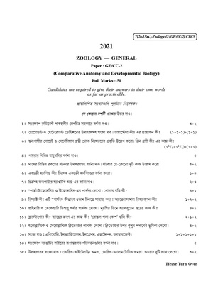 CU-2021 B.Sc. (General) Zoology Semester-II Paper-CC2-GE2 QP.pdf