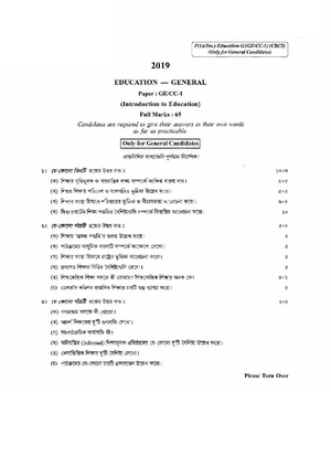 CU-2019 B.A. (General) Education Semester-I Paper-CC1-GE1 (for General Candidates) QP.pdf