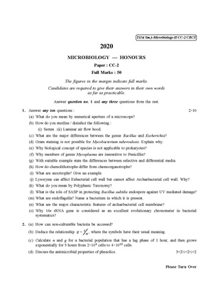 CU-2020 B.Sc. (Honours) Microbiology Semester-I Paper-CC-2 QP.pdf