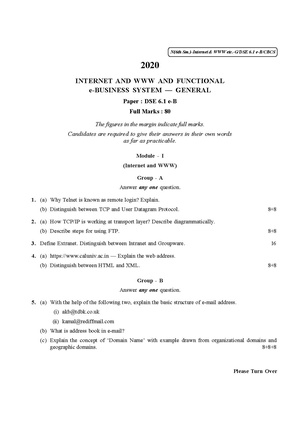 CU-2020 B. Com. (General) Internet & WWW & Functional Semester-VI Paper-DSE-6.1 e-B QP.pdf