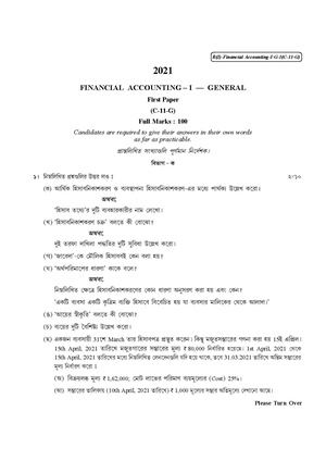 CU-2021 B. Com. (General) Financial Accounting-I Part-I Paper-C-11G QP.pdf