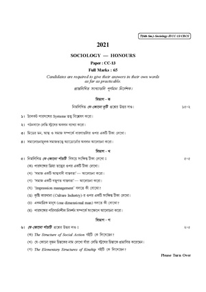 CU-2021 B.A. (Honours) Sociology Semester-VI Paper-CC-13 QP.pdf