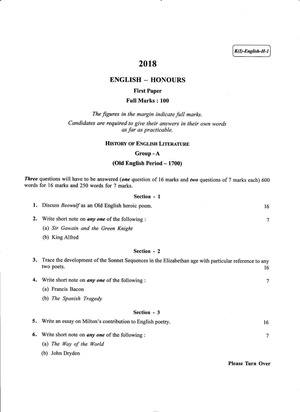 CU-2018 B.A. (Honours) English Paper-I QP.pdf