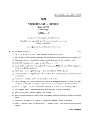 CU-2021 B.Sc. (Honours) Microbiology Semester-VI Paper-CC-13 QP.pdf
